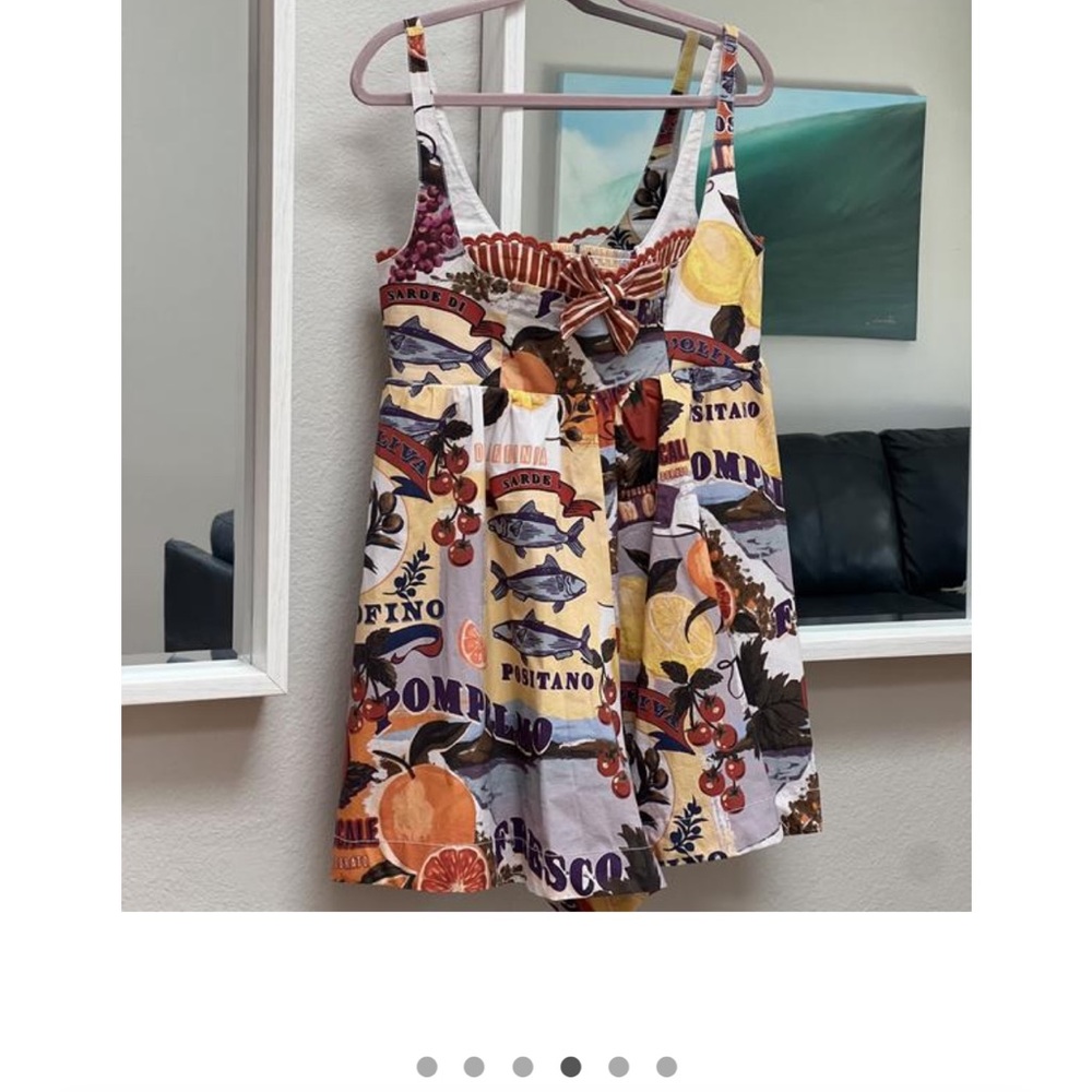 Anthropologie Fruit & Coastal Print Mini Dress - Yellow, Orange, Blue